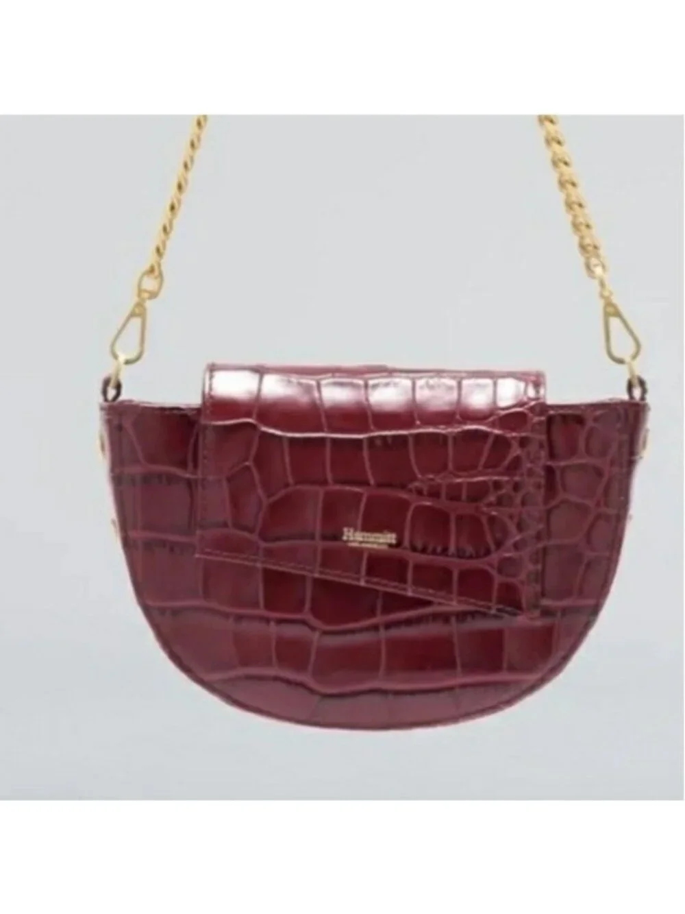 Hammitt Neil Belt & Convertible Clutch Purse Fanny Handbag Maroon Red Gold NEW